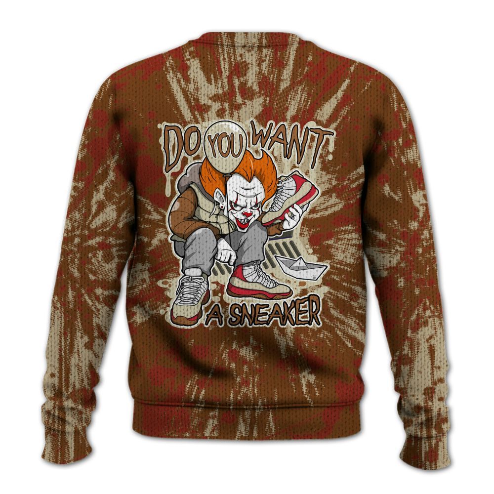 Knitted Sweater To Match Archaeo Brown 5s - Clown Scary Sneakers Graphic Halloween