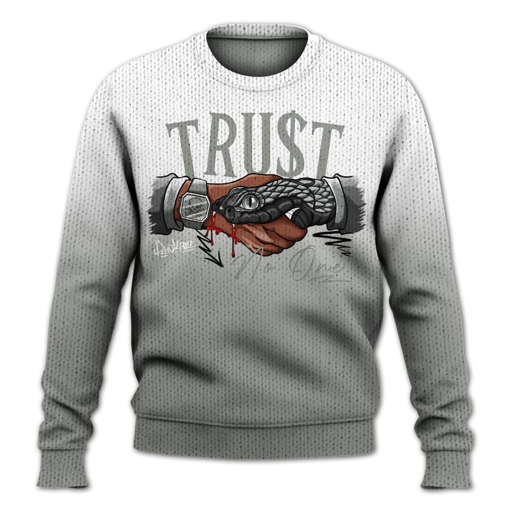 Knitted Sweater To Match Paris Cement Grey 4s - Snake Trust No One Drip