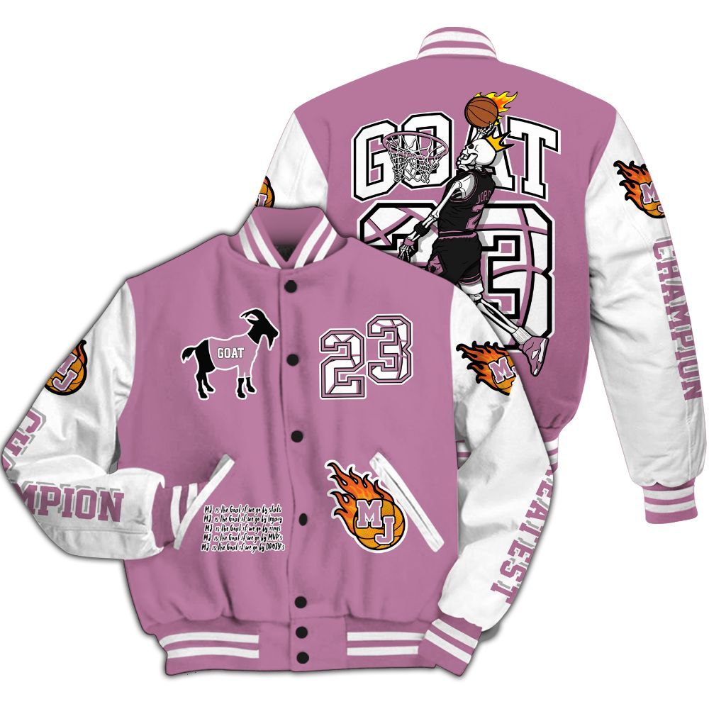Varsity Jacket To Match Neutral Grey Black White Orchid 4s - 23 G.0.A.T Jump Up Basketball All Over Print