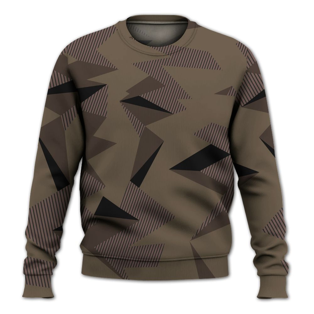 Sweatshirt To Match AMM Dark Mocha 4s - Geometric Camouflage Pattern All Over Print