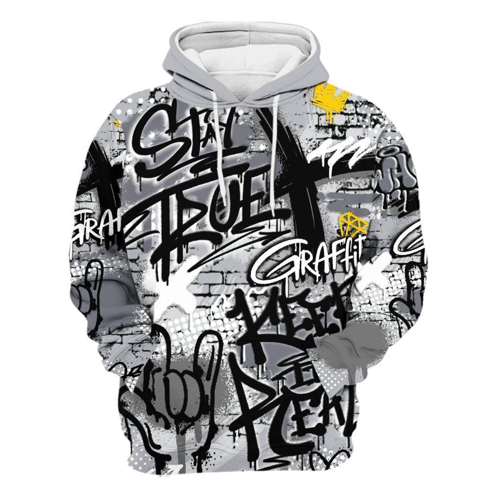 Hoodie To Match Low Cement Grey 11s - True It Real Graffiti Streetwear All Over Print