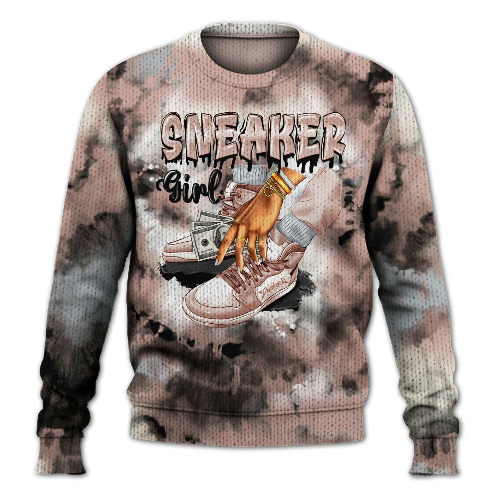 Knitted Sweater To Match Air Force Low 1 Arctic Orange - SNEAKER Girl Money Drip Tie Dye