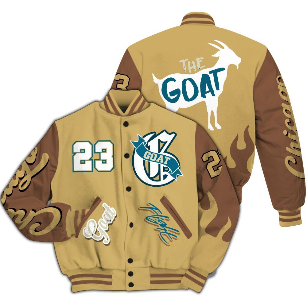 Varsity Jacket To Match Retro Cacao Wow 4s - The G.O.A.T Flight Streetwear All Over Print