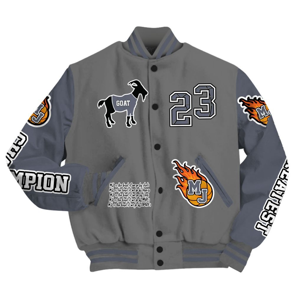Varsity Jacket To Match Cool Grey 6s - 23 G.0.A.T Jump Up Basketball All Over Print