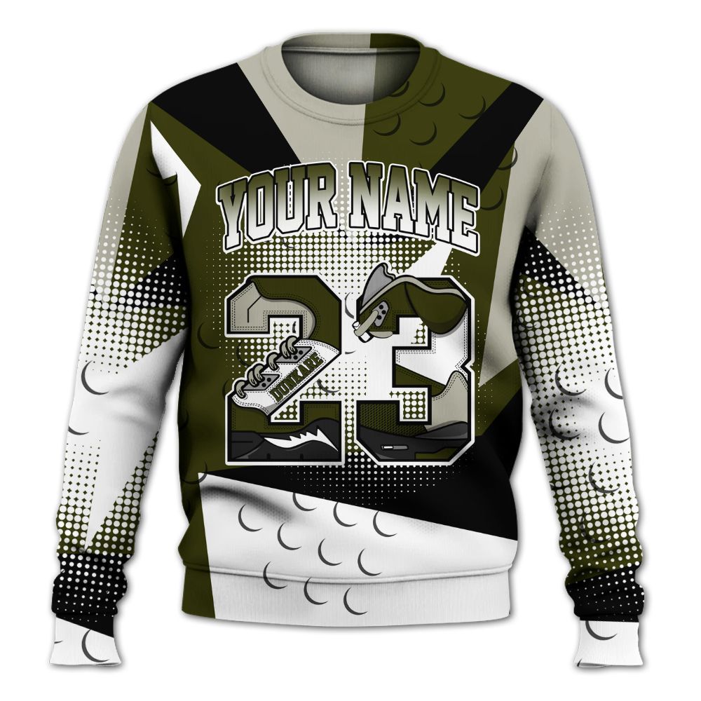 Sweatshirt To Match Dunk Low Pale Ivory Cargo Khaki - Poly Custom Name Number 23 5s All Over Print