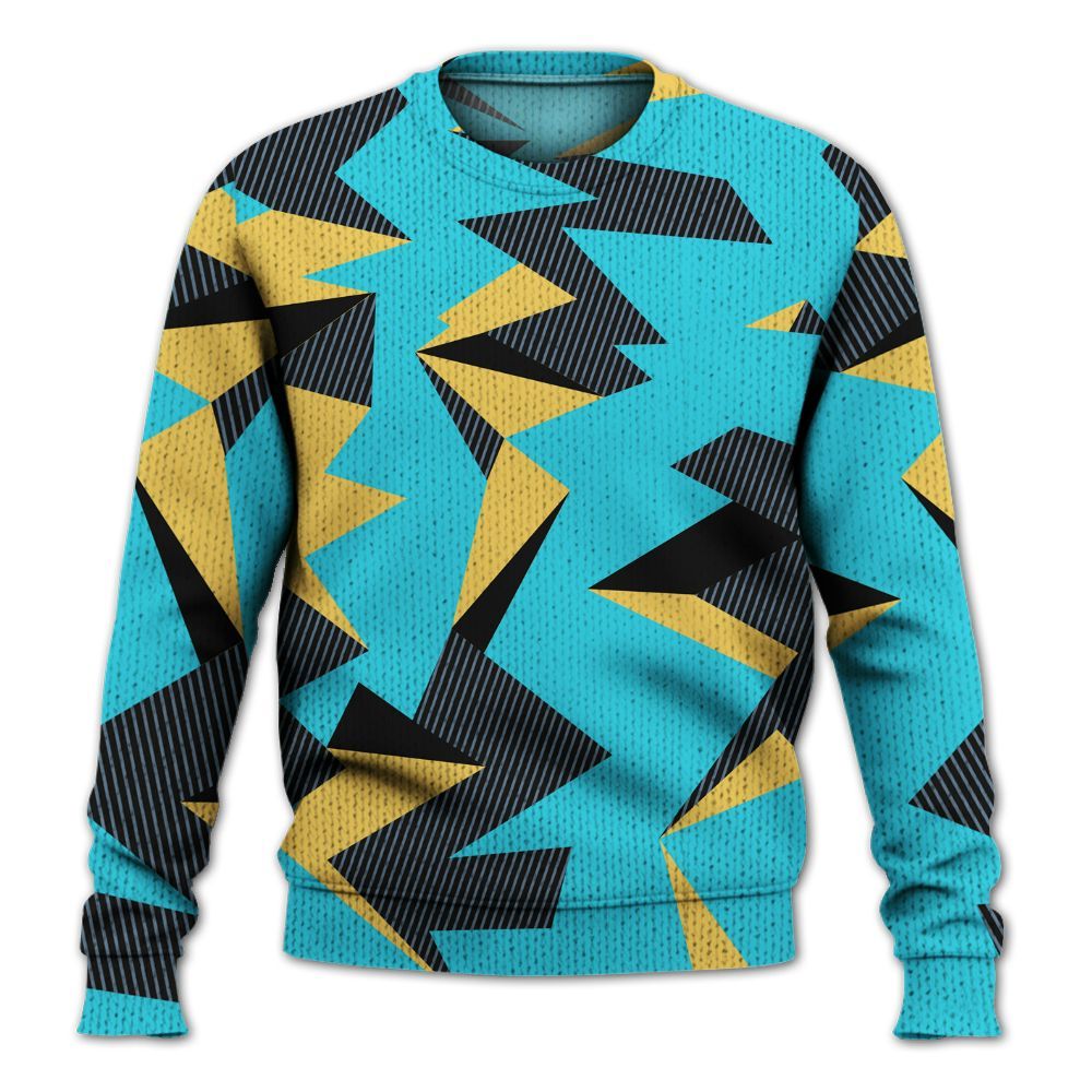 Sweater To Match Retro Gamma Blue 11s - Geometric Camouflage Pattern Graphic