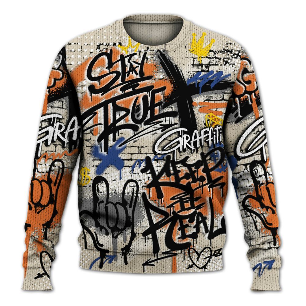 Knitted Sweater To Match Air Max 90 Rattan Birch - True It Real Graffiti Streetwear