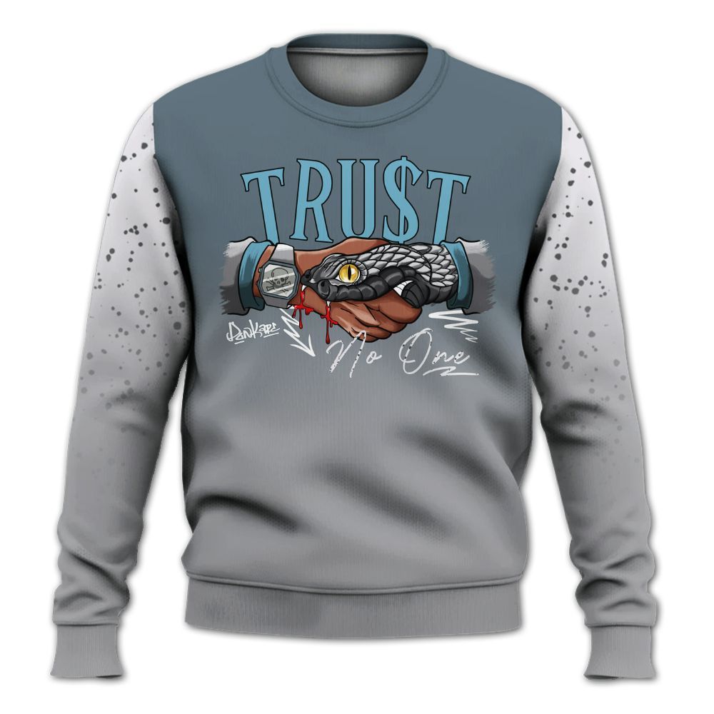 Sweatshirt To Match Retro Light Graphite Wolf Grey 5s - Snake Trust No One Drip All Over Print