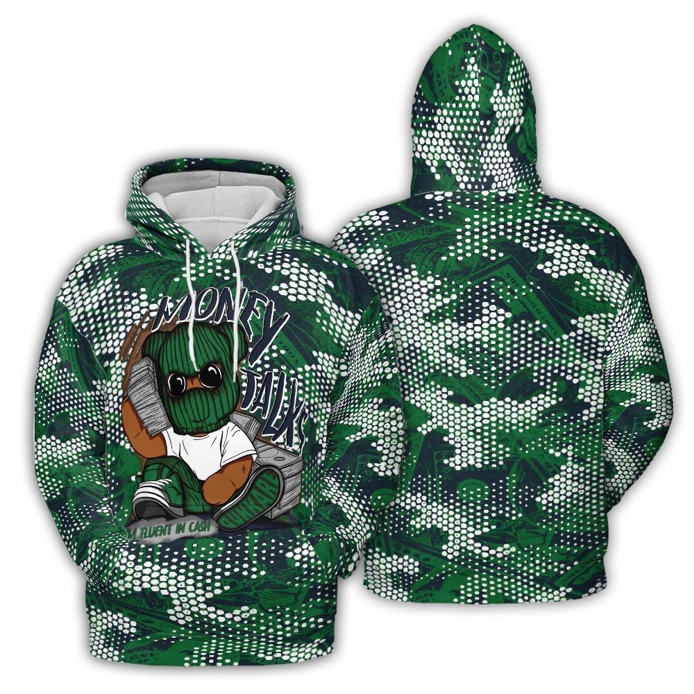 Hoodie To Match Midnight Navy 13s Hoodie - Money Talk Bear Banknotes Art Hoodie Unisex