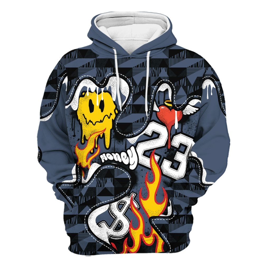 Hoodie To Match Low Diffused Blue 11s - 23 Smile Burning Heart All Over Print