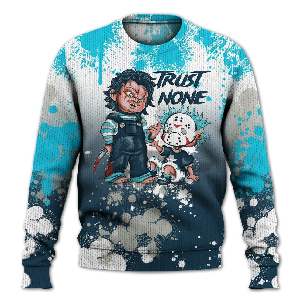 Knitted Sweater To Match Air Navy Baltic Blue - Trust No One Scary