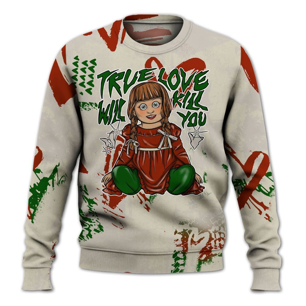 Sweatshirt To Match El Grito 5s - Genuine Loves Bear Heart Grunge All Over Print