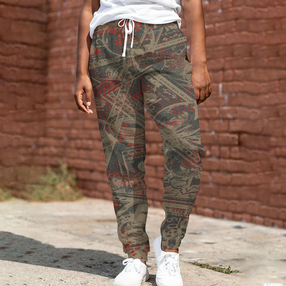 Sweatpant To Match Olive 9s - Banknotes Art Graphic All Over Print