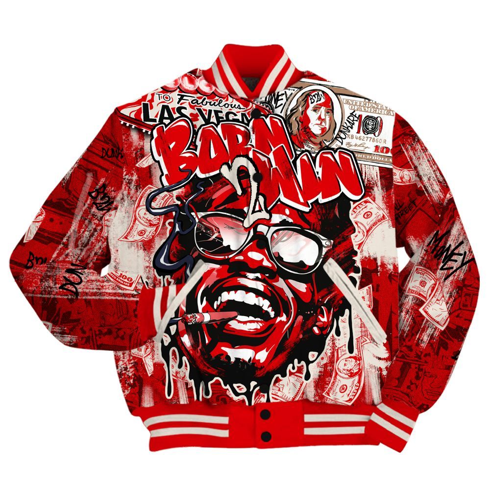 Varsity Jacket To Match Low OG Howard University 1s Shirt, Born To Win Money All Over Print
