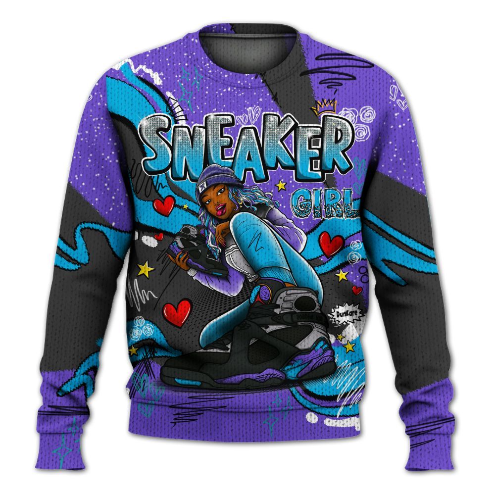 Sweater To Match Retro Aqua 8s - Sneaker Girl With Shoes Graphic