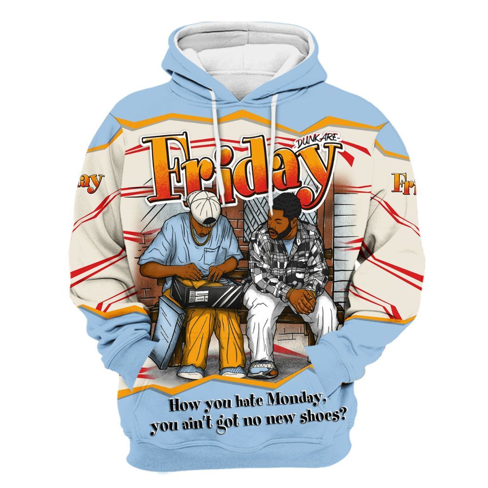 Hoodie To Match Retro High OG Pale Ivory Psychic Blue 1s - Friday Movie 90s TV All Over Print