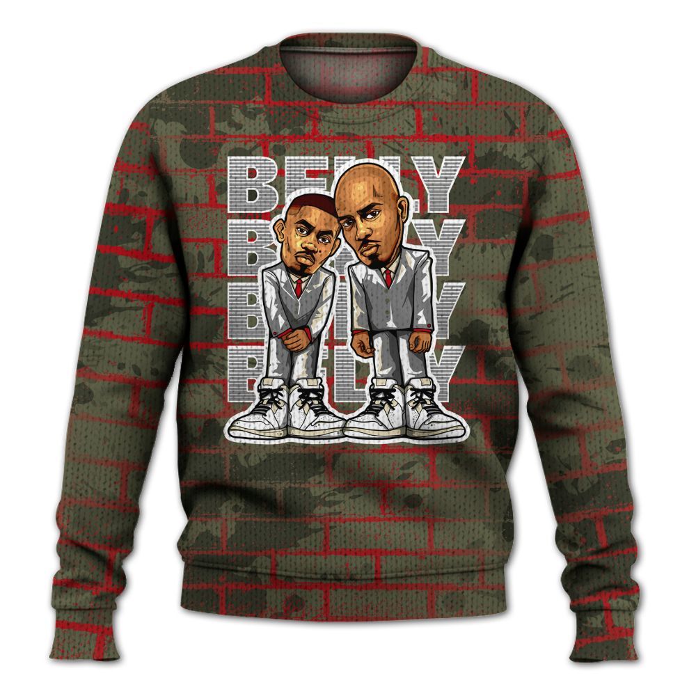 Knitted Sweater To Match Travis Scott Low OG Medium Olive 1s - Belly Sneakers Graphic Halloween