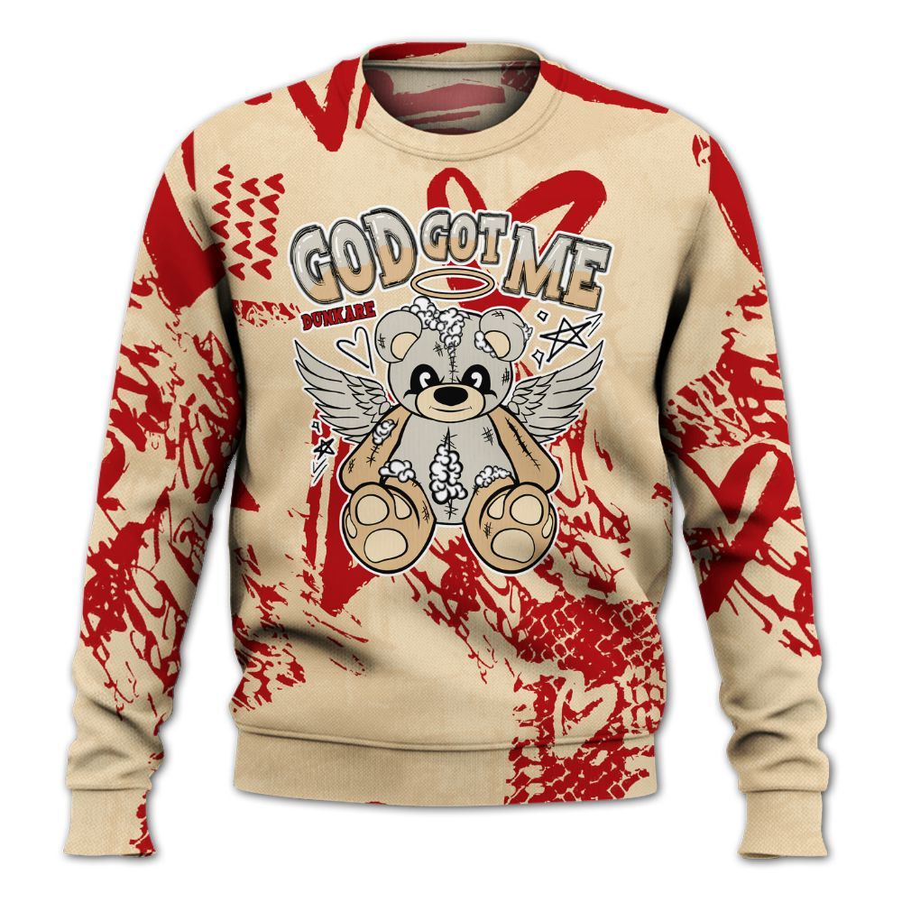 Sweatshirt To Match Dunk Low Strawberry Waffle - Gods Guides Me Bear Heart Grunge All Over Print