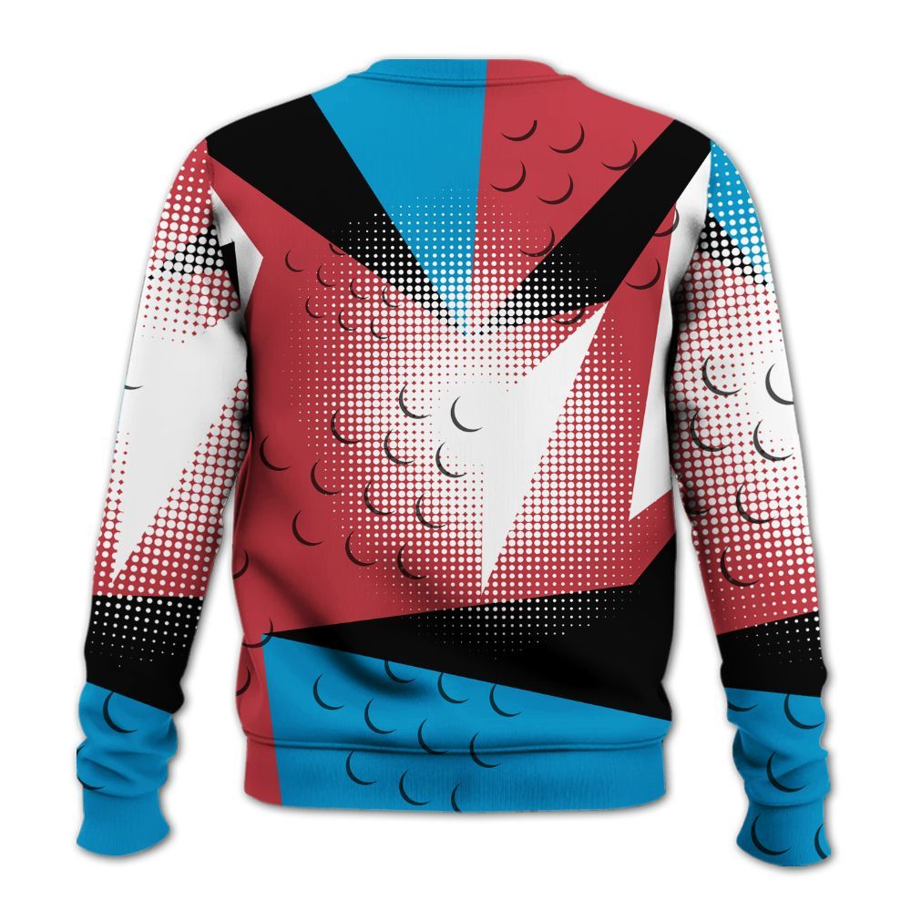 Sweatshirt To Match High OG University Red Dark Powder Blue 1s - Poly Custom Name Number 23 5s All Over Print