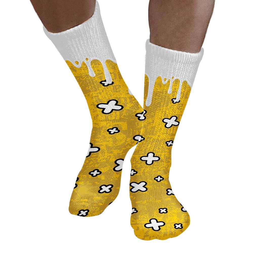 Sock To Match Vivid Sulfur 4s - Dripping Signs Graphic Unisex