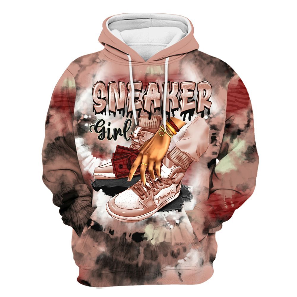 Hoodie To Match Valentines Day 3s - SNEAKER Girl Money Drip Tie Dye All Over Print