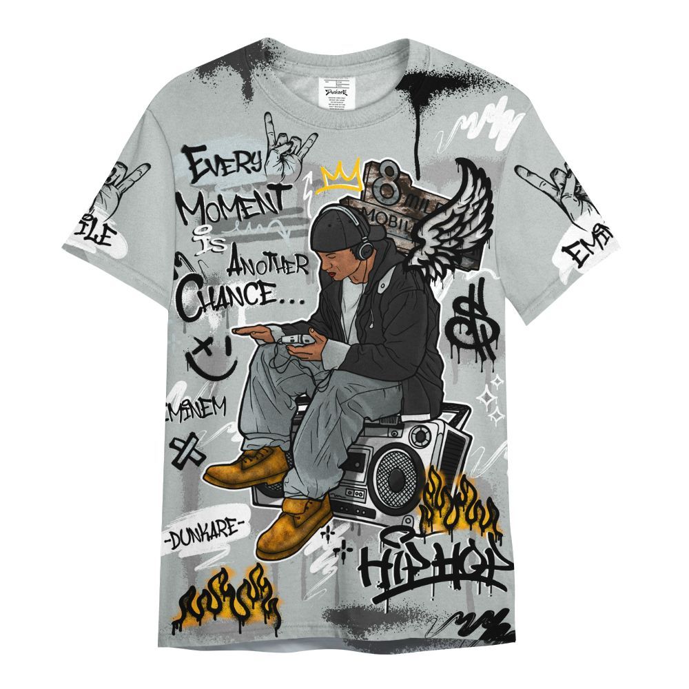 Shirt To Match Black Wolf Grey 12s - 8Mile Movie Graffiti All Over Print