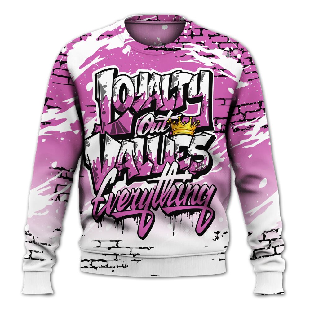 Sweatshirt To Match Hyper Violet 4s - Values Of Loyalty Drip All Over Print