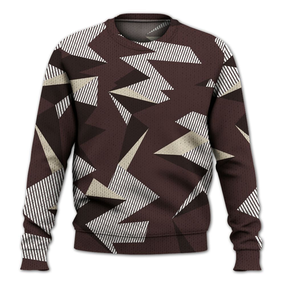Knitted Sweater To Match Burgundy Crush 3s - Geometric Camouflage Pattern