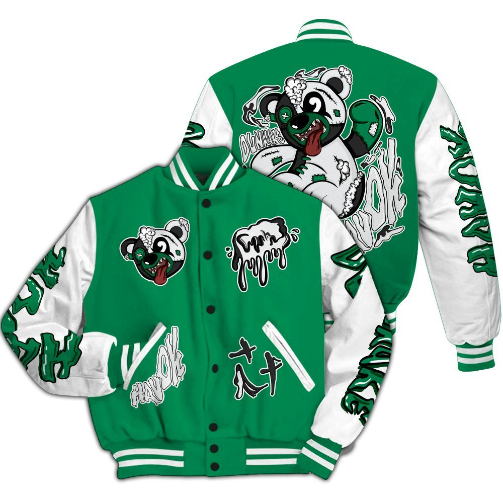 Varsity Jacket To Match Mid Lucky Green 1s - Havok Bear All Over Print