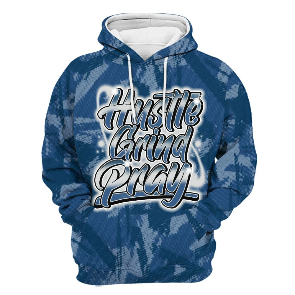 Hoodie To Match High OG Midnight Navy 1s - Hustles And Prayer Graphic Halftone All Over Print