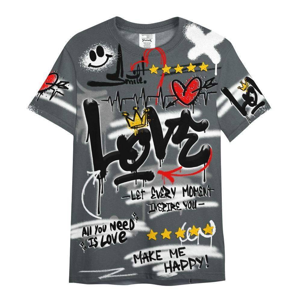 Shirt To Match Black RM Nigel Sylvester 4s - Happy Love Beats Graffiti Streetwear All Over Print
