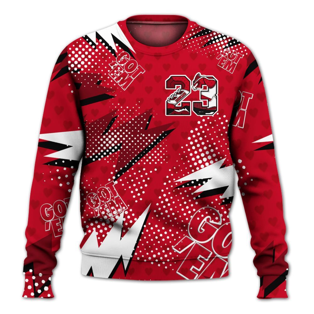 Sweatshirt To Match Cortez GS Valentine's Day - Custom Name Number 23 5s All Over Print