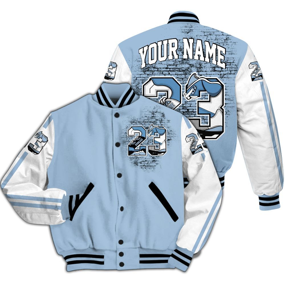 Varsity Jacket To Match High University Blue 1s - Custom Name Number 23 5s All Over Print