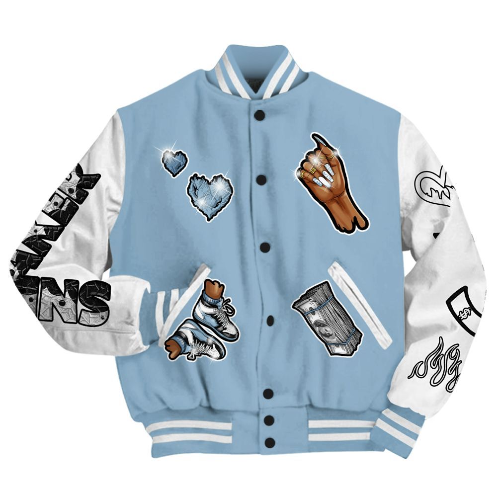 Varsity Jacket To Match High University Blue 1s - Sneakerz Girlz All Over Print