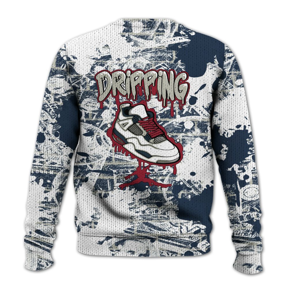 Knitted Sweater To Match Navy Blue 2024 6s - Dripping Shoe 4S Graphic Street Art
