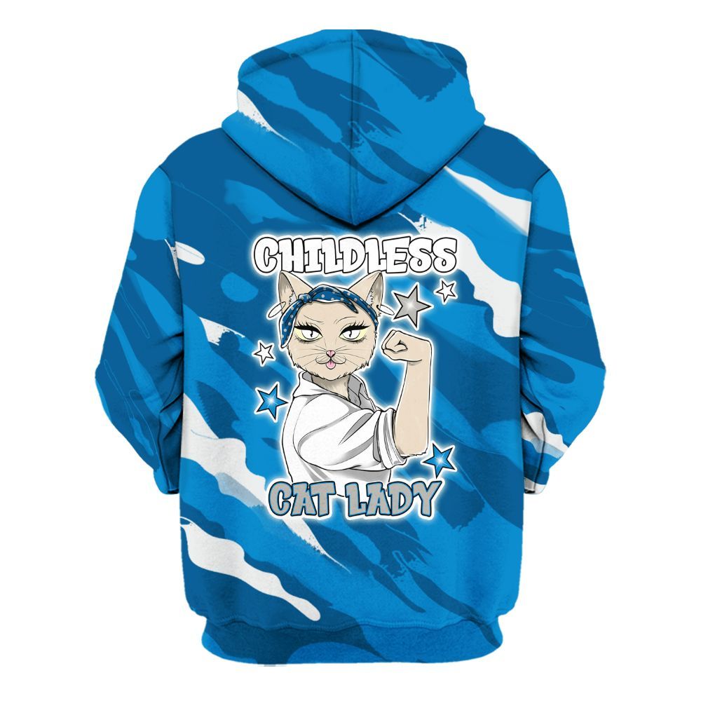 Hoodie To Match Military Blue 4s - Childless Kat Lady All Over Print