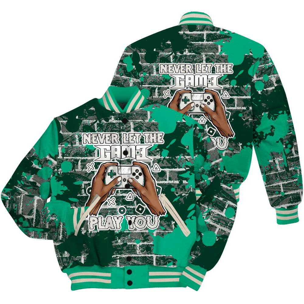 Varsity Jacket To Match Oxidized Green 4s Shirt - PlayGame Human Brick All Over Print