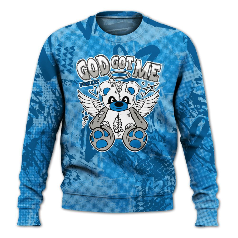 Sweatshirt To Match Industrial Blue 4s - Gods Guides Me Bear Heart Grunge All Over Print