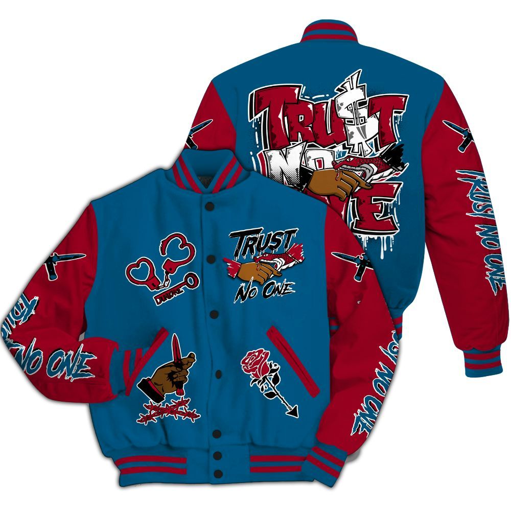 Varsity Jacket To Match GS Messy Room 4s - Trust No One Dripping All Over Print