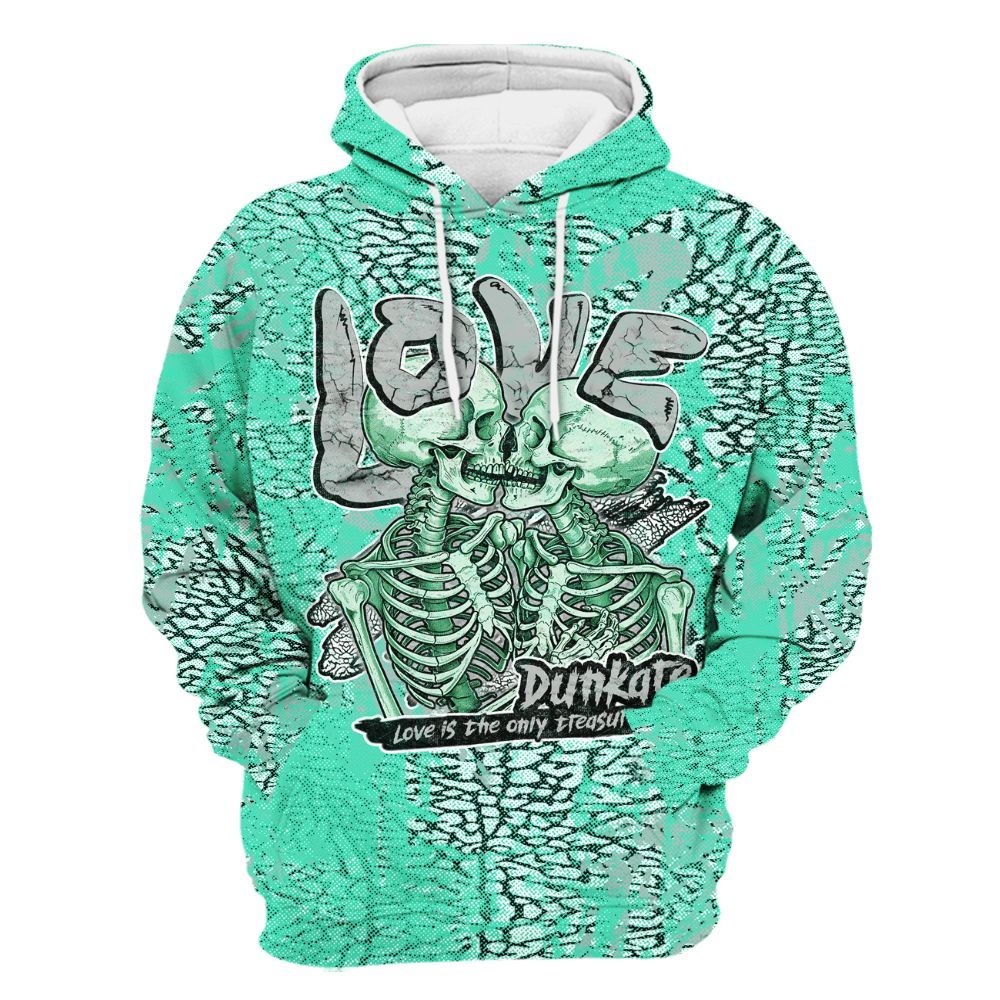 Hoodie To Match Black Green Glow 3s - Skull Love All Over Print