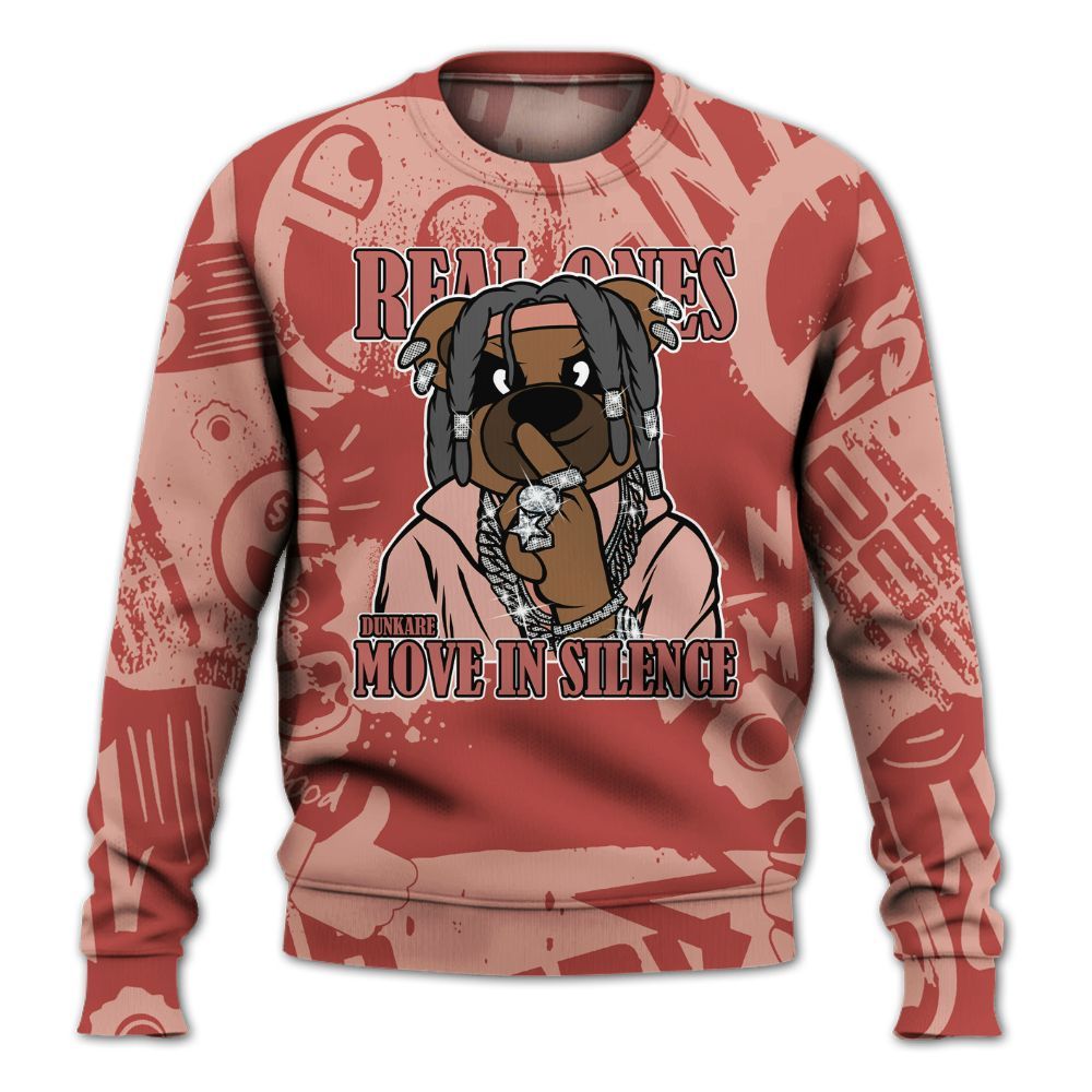Sweatshirt To Match Dune Red 13s - Silent Achievers Bear Monogram Graffiti All Over Print