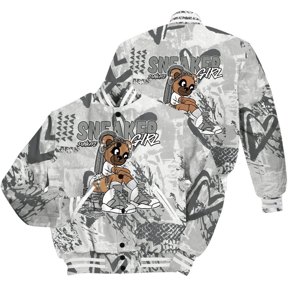 Varsity Jacket To Match Retro Wet Cement 4s Shirt - Sneaker Girl Bear Heart Grunge All Over Print