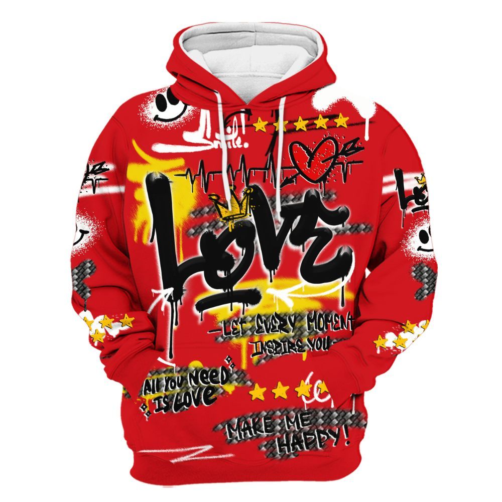 Hoodie To Match Ferrari 14s - Happy Love Beats Graffiti All Over Print