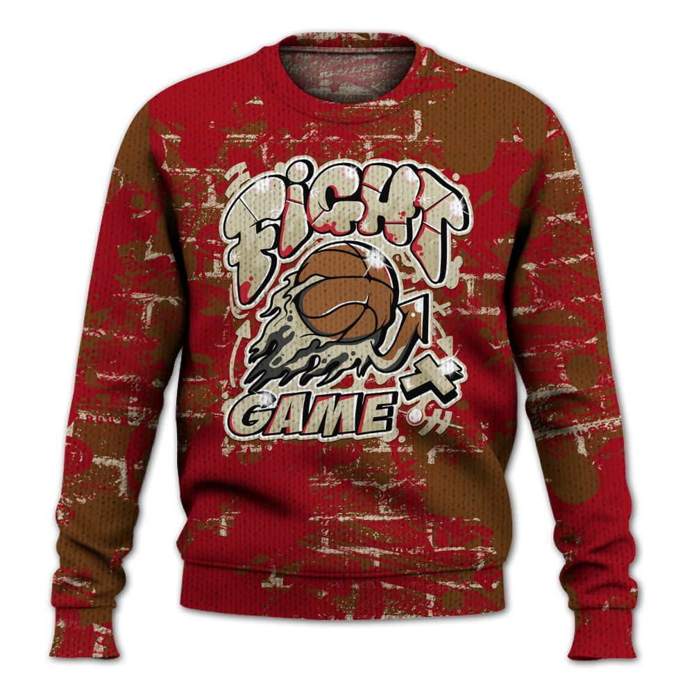 Knitted Sweater To Match Archaeo Brown 5s - Fighter Games Graphic Street Art