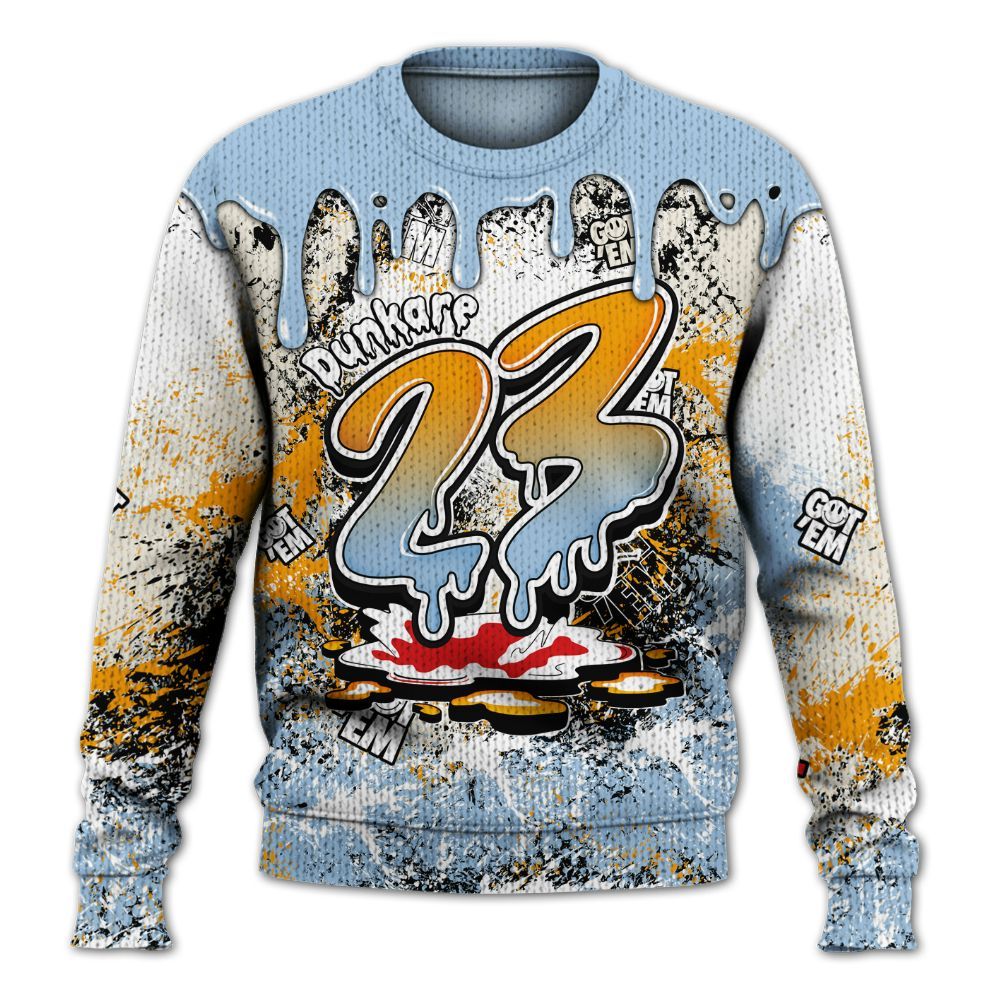 Sweater To Match Retro High OG Pale Ivory Psychic Blue 1s - Dripping 23 Drip Graphic