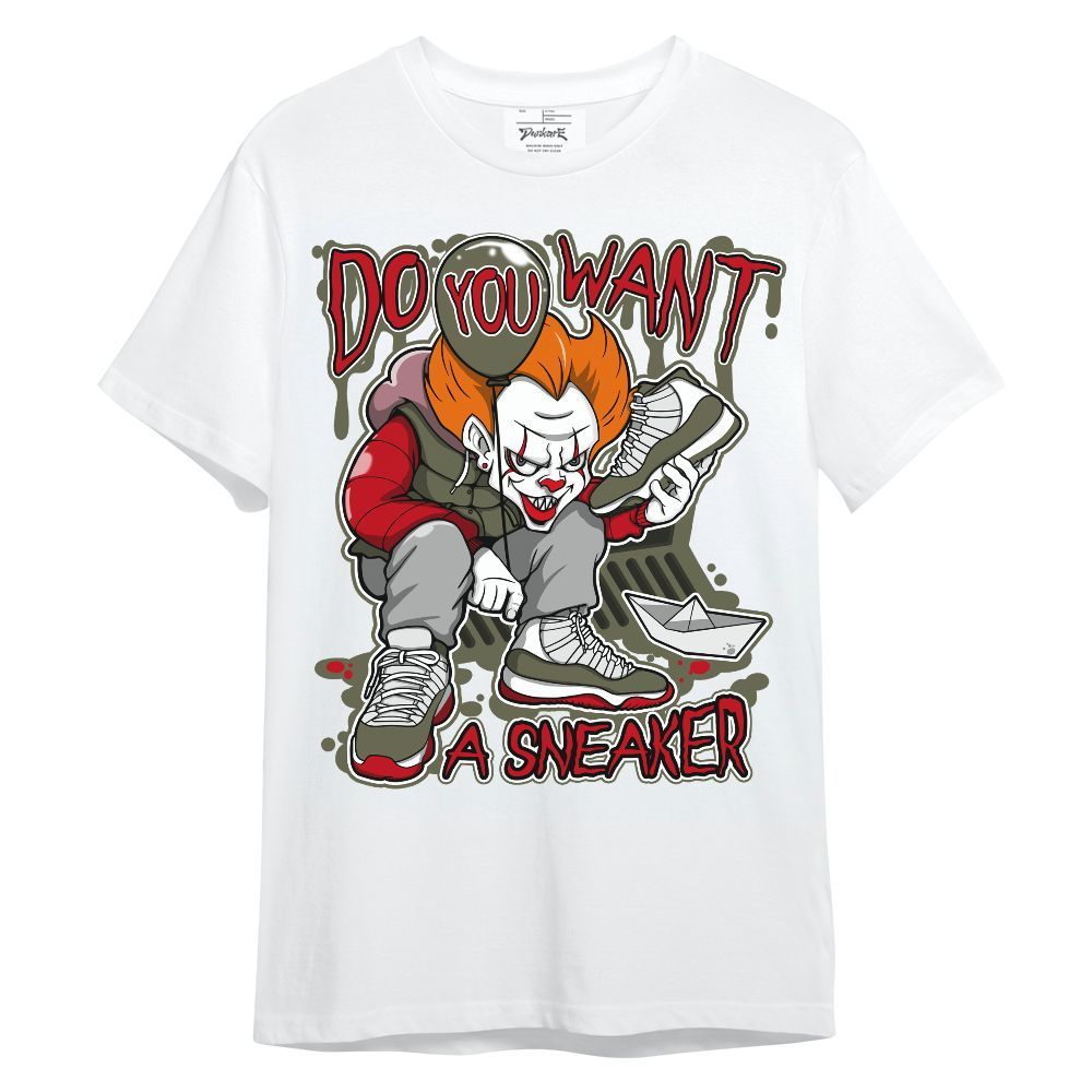 Shirt To Match Travis Scott Low OG Medium Olive 1s - Clown Scary Sneakers Halloween Graphic Unisex Shirt