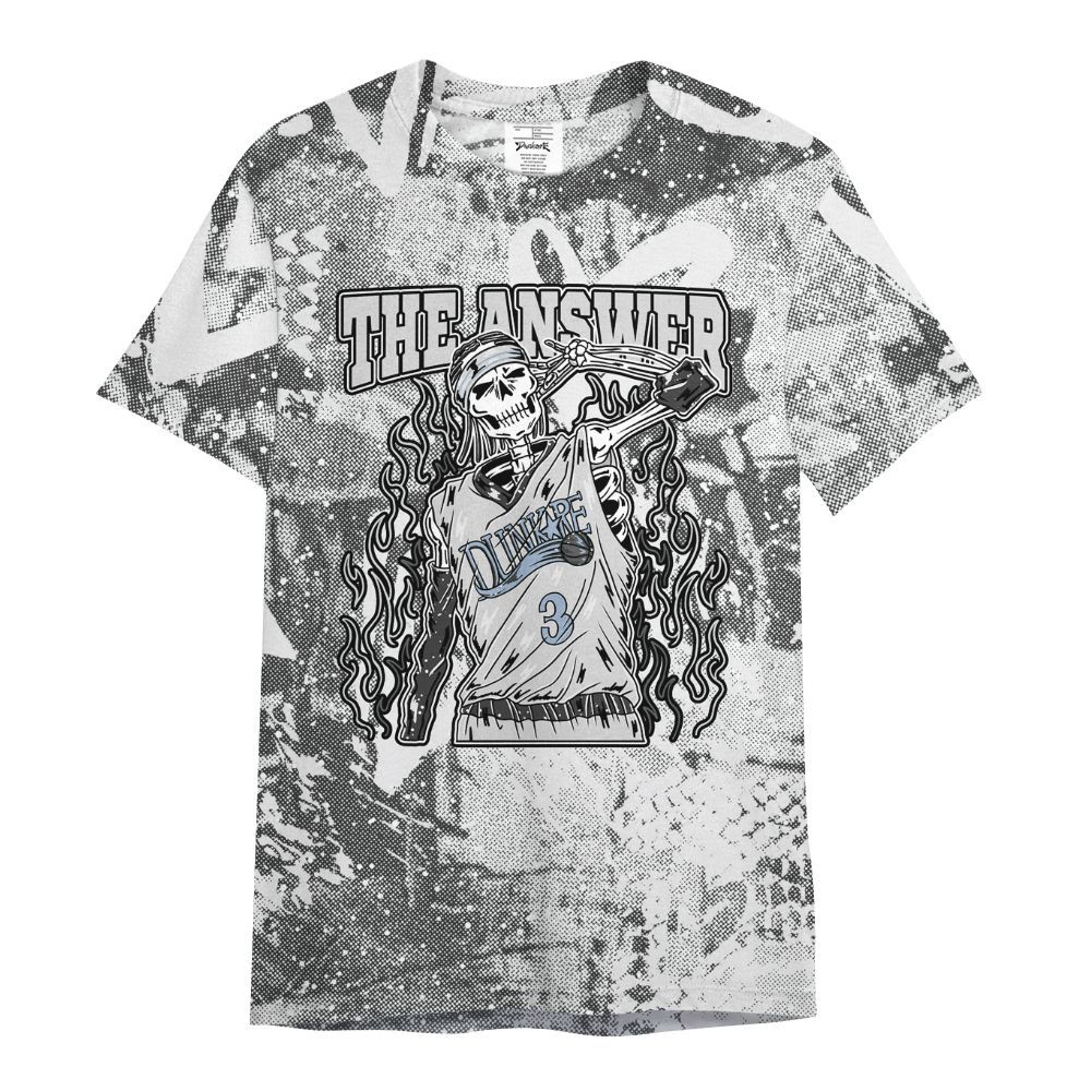 Shirt To Match Reverse Black White 6s - Allen Answer Skeleton Heart All Over Print