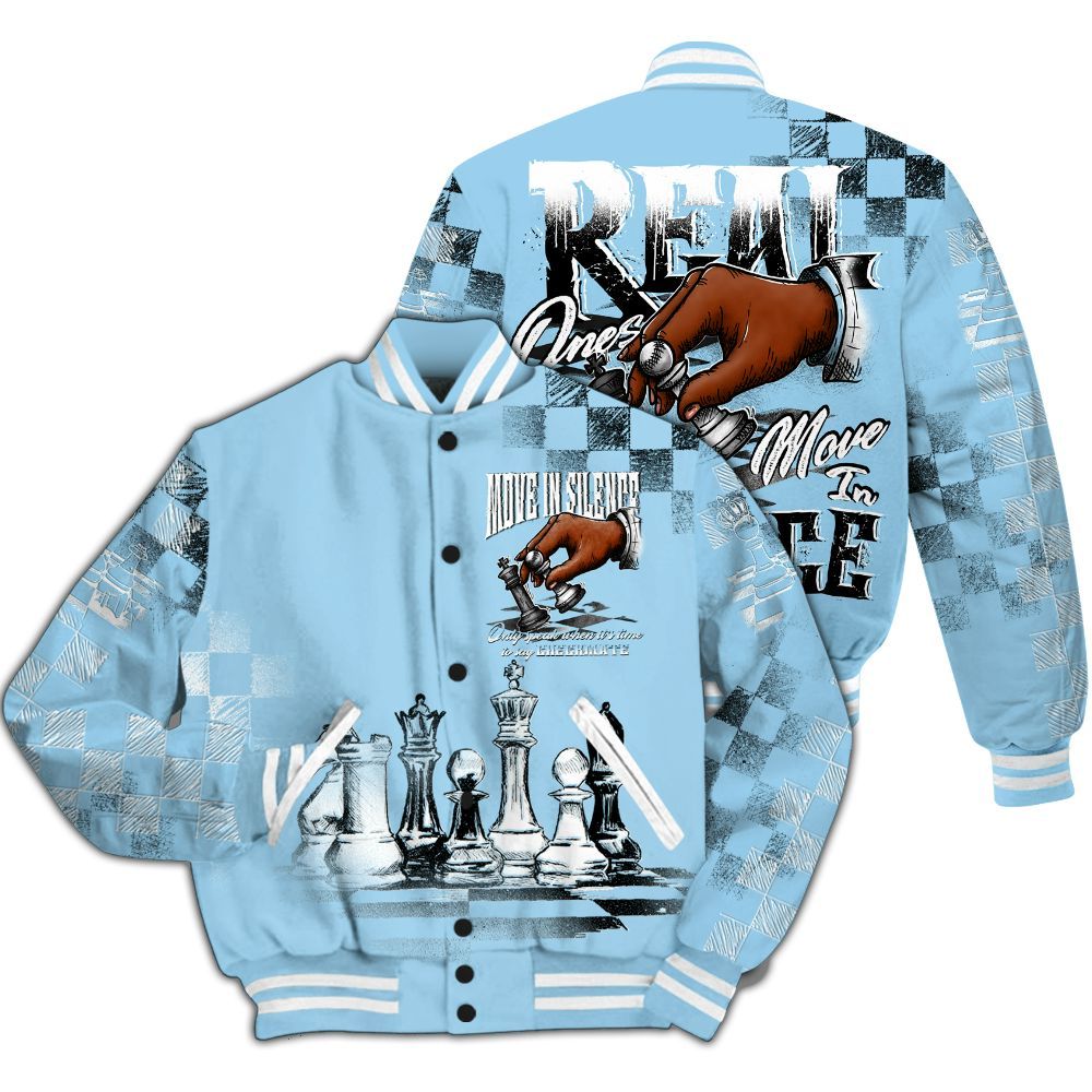 Varsity Jacket To Match Low Legend Blue 11s - Chess Move In Silence All Over Print