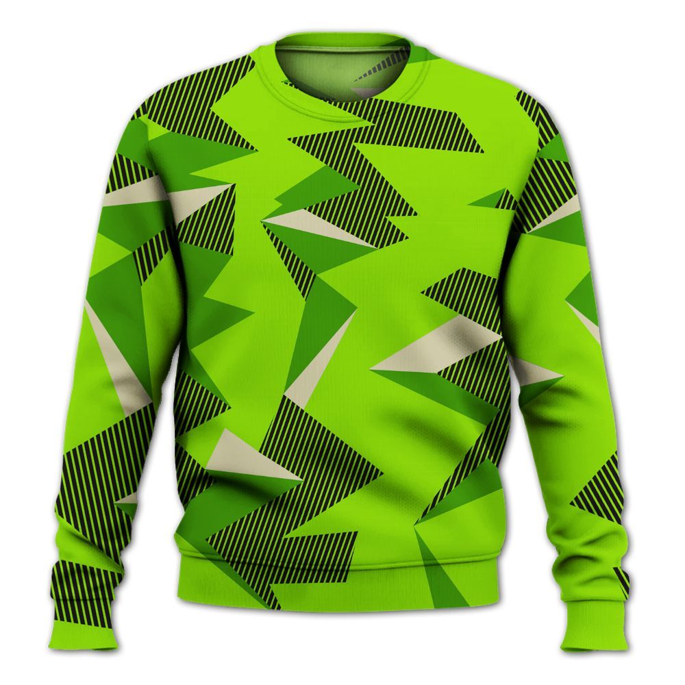 Sweatshirt To Match Electric Green 6s - Geometric Camouflage Pattern All Over Print