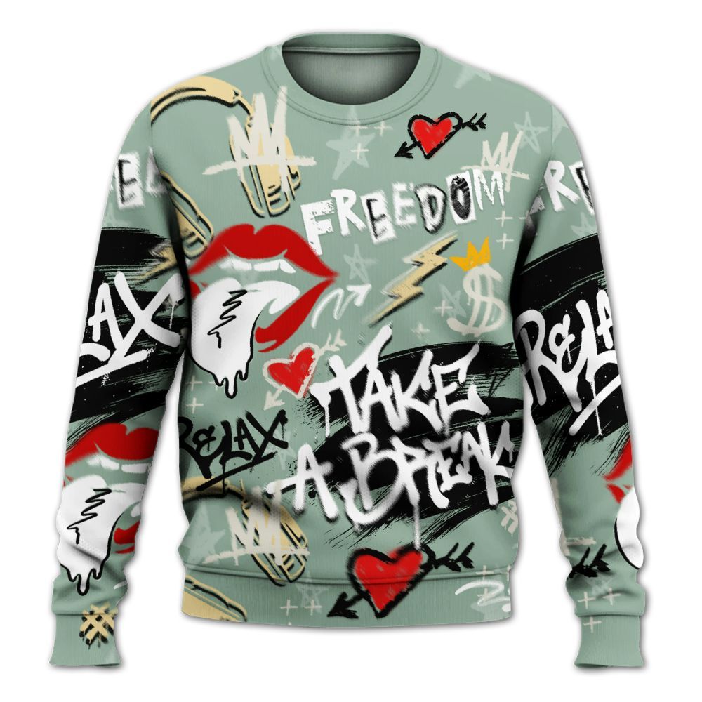 Sweatshirt To Match Joins Year Of The Snake 5s - Take Break Freedom Graffiti Streetwear All Over Print